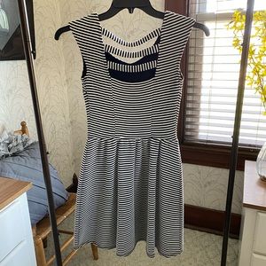 Black and white striped dress